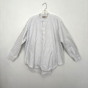 Gleneske Mens Irish Grandfather Shirt Size XXXL Stripe Cotton Flannel Henley Vtg